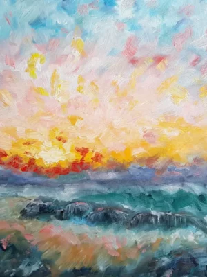 sunset oil painting by manu