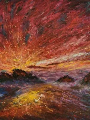 sunset oil painting by manu
